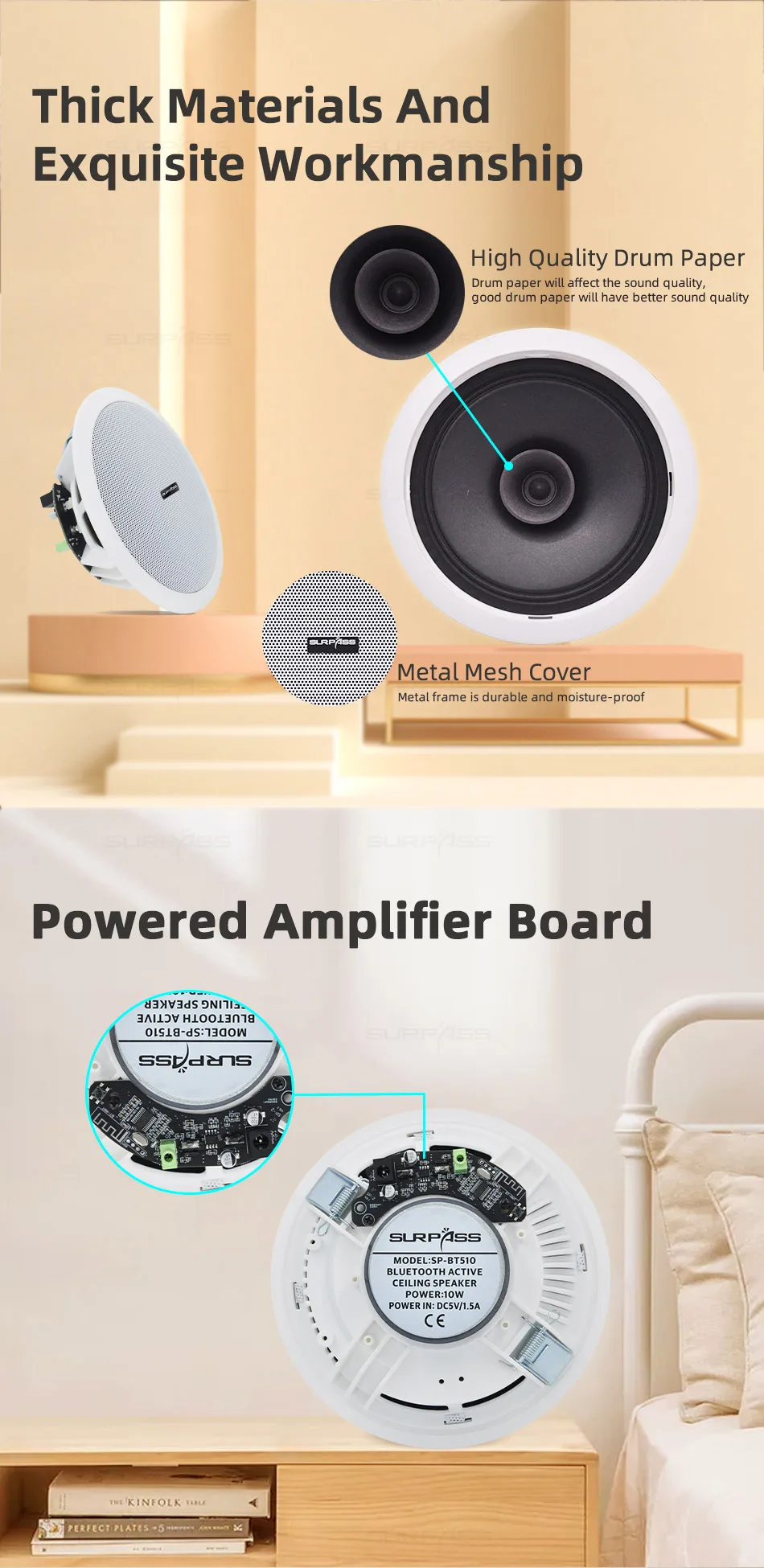 Built-in Class-D Amplifier Full Range Bluetooth-compatible Ceiling Speaker Horn For Home Theater Background Music Good Quality - Image 14