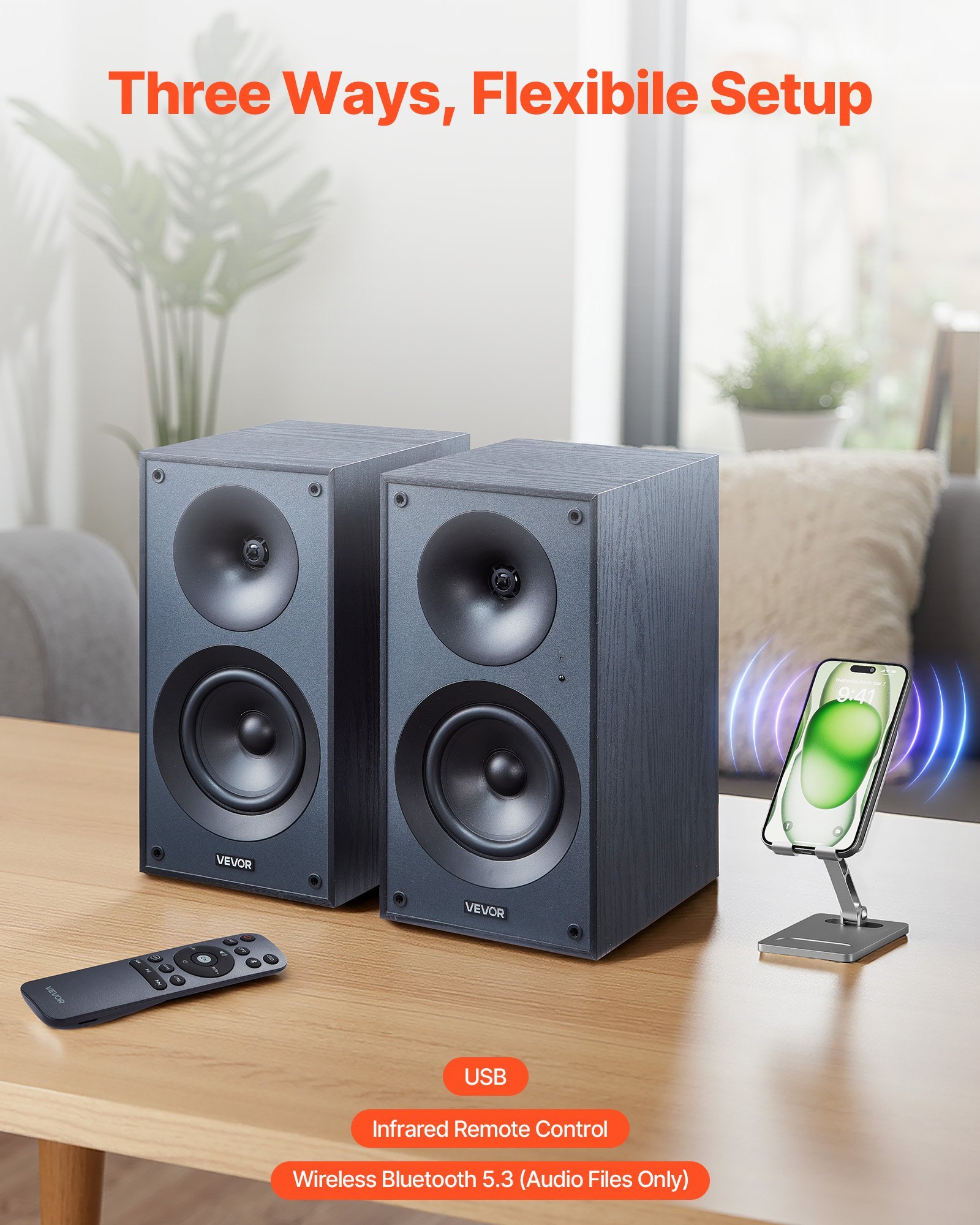 Active Powered Bookshelf Studio Monitor Speakers 25W X2 Bluetooth Coaxial Stereo - Image 5