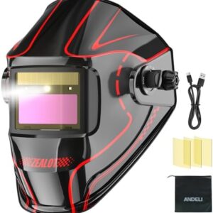 ANDELI Auto Darkening Welding Helmet with Intelligent Light -Full Digital Filter,Rechargeable Battery True Color Welding Mask Hood, Wide Shade 3/5-9/9-13 for Weld CUT GRIND LOCK -