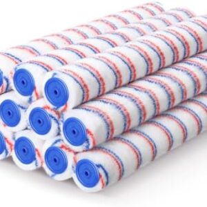 Leumoi 12 Pcs 18 Inch 1/2 Nap Paint Roller Covers Bulk Microfiber Refill Roller Cover with End Caps Painter Lint Free Paint Kit Home Repair Tools for Most Types of Surfaces -
