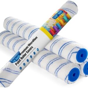 HUIROOWL 18 Inch Microfiber Paint Roller Covers, 3/8" Nap, 4 Pack | for All Types of Painting Surfaces, Lint-Free & Easy Clean, Ideal for Walls, Ceilings & Large Area Painting : Tools & Home Improvement