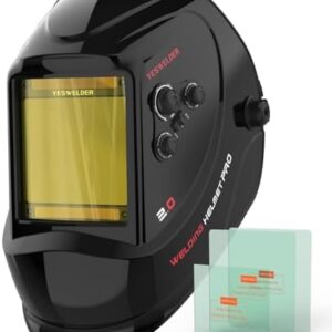 YESWELDER Auto Darkening Welding Helmet, Large View, LYG-M800H | 1/1/1/1 True Color, 4 arc sensors, 1/30000s response, shade 3/5-9/9-13 for WELD/CUT/GRIND, blue light blocking lens -