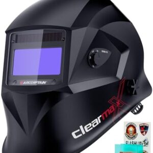 ARCCAPTAIN Welding Helmet Auto Darkening, 1/25000s Response, Shade 4/9-13 | 1/1/1/1 True Color Welding Hood with 4 Arc Sensors, Solar Powered, 3.86" x 1.69", Durable PA Material, Battery Replaceable -