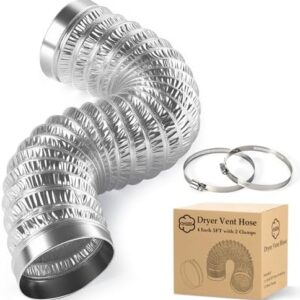 DHGBD 4 Inch Dryer Vent Hose 5FT, Flexible 6-Layer Aluminum Duct with Reinforced Rolled Edge Ends, Fireproof Dryer Exhaust Hose for Indoor Venting and HVAC Use : Appliances